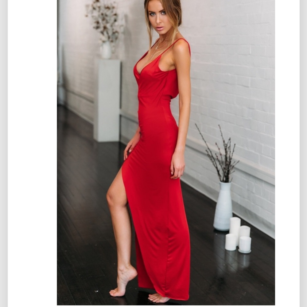 Red maxi with side slit